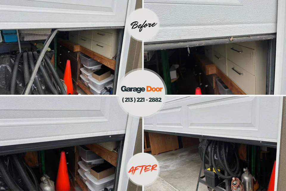 Before and after: garage door repair Burnsville, NC